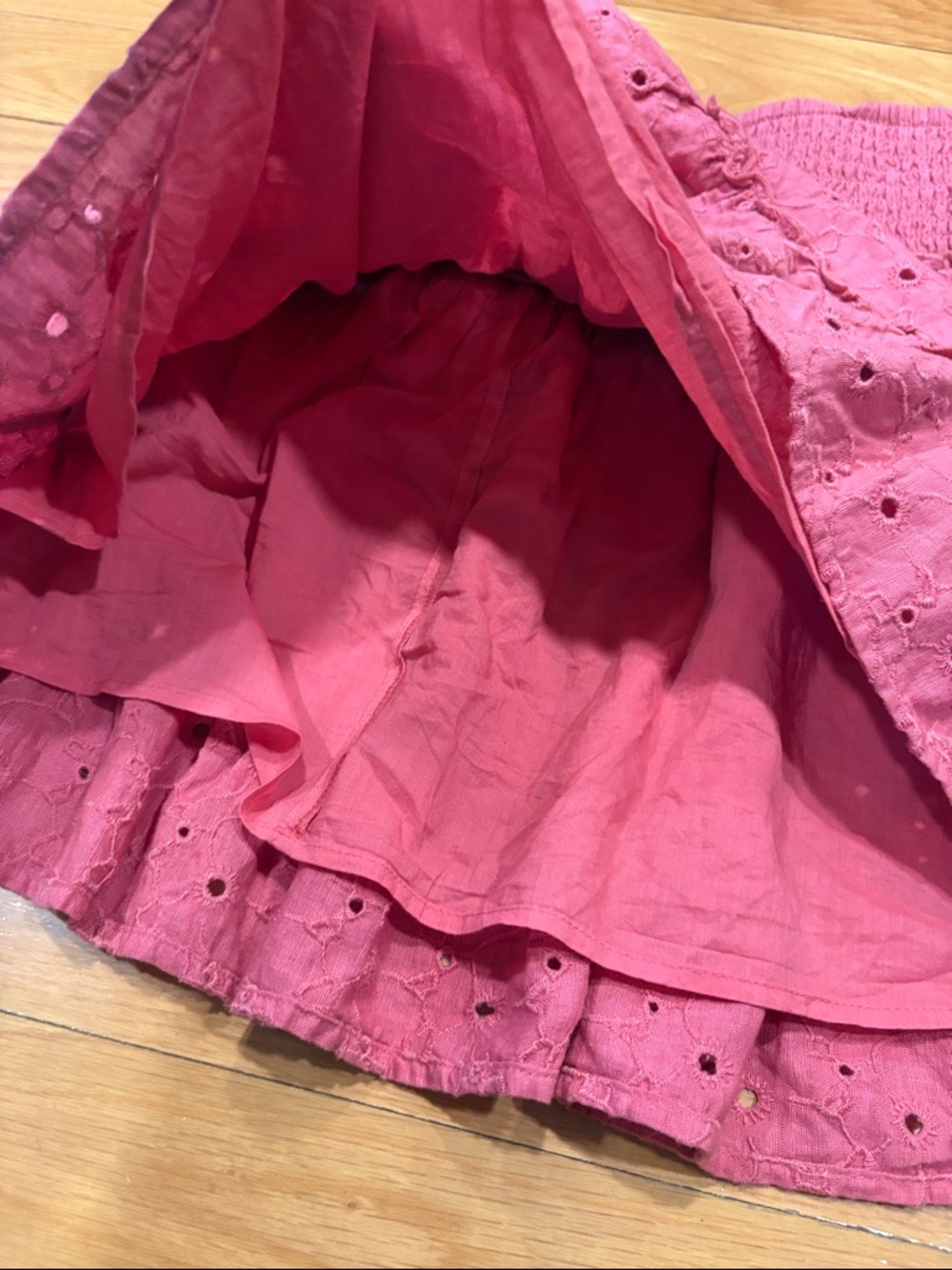 American Eagle Outfitters Pink Eyelet Tiered Mini Skirt - Picture 3 of 3